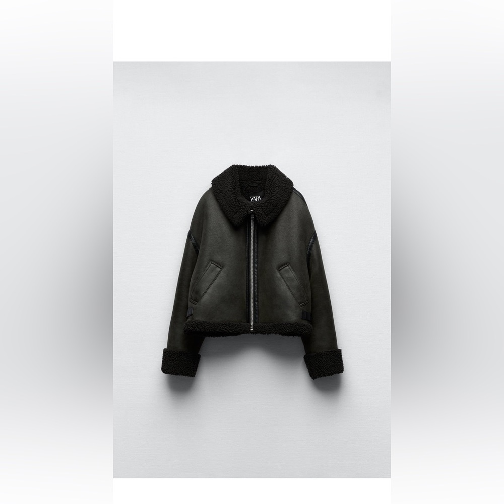 ZARA Green Leather Coat
